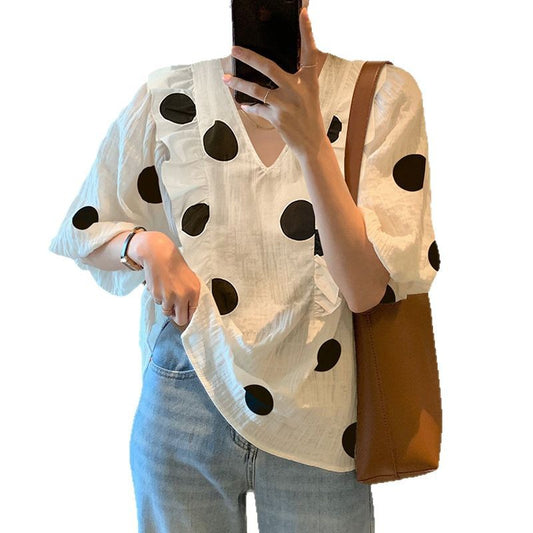 Bluză de vară din șifon cu volane, imprimată