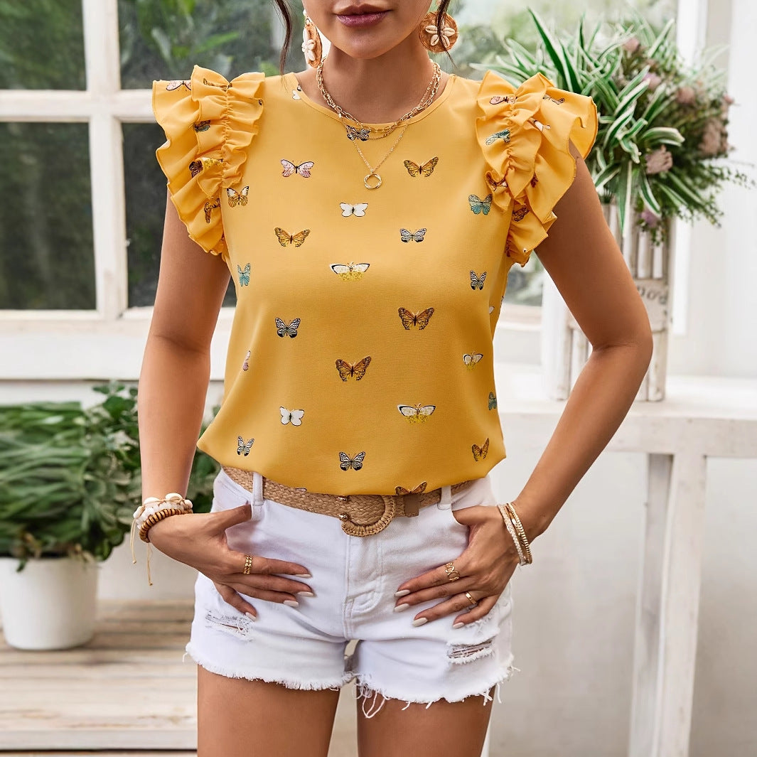 Tricou cu mânecă scurtă și guler rotund