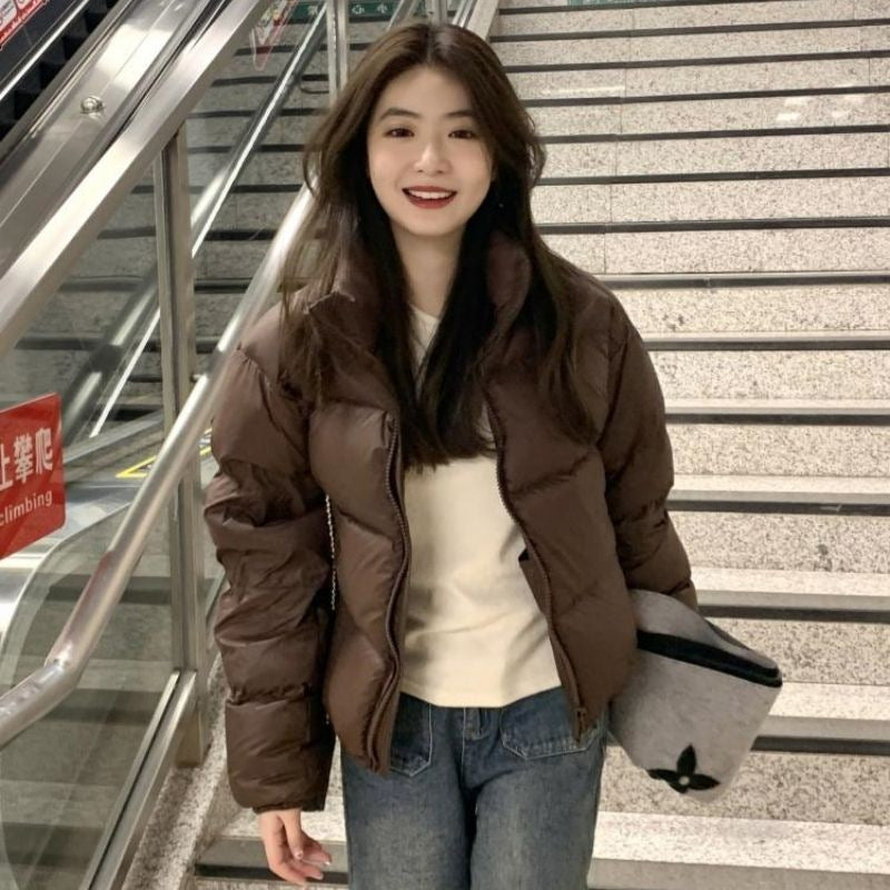 Palton scurt de iarnă pentru femei, cu croială lejeră, din bumbac