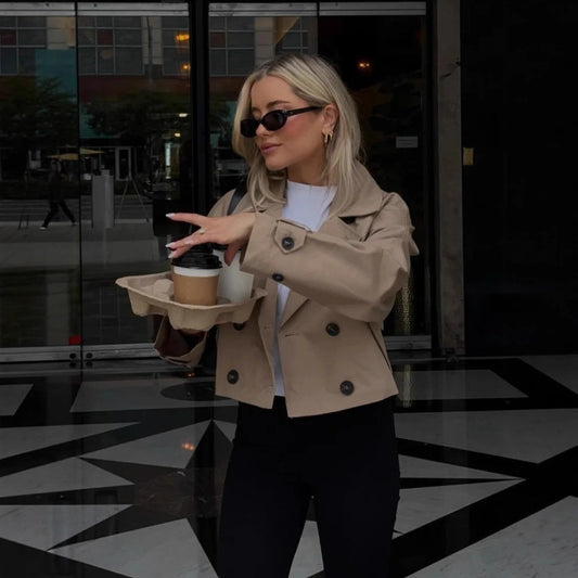 Jachetă trench scurtă, elegantă, slim fit