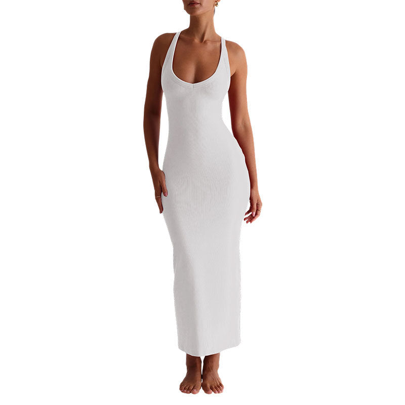 Rochie de damă sexy, slim fit, spate fără bretele.