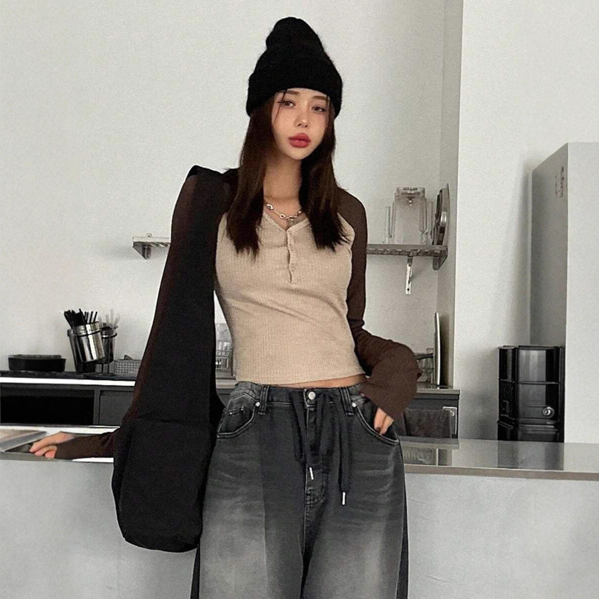 Textură tricotată cu un top îndrăzneț